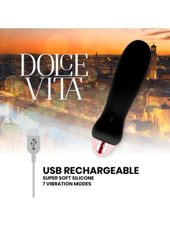 DOLCE VITA - VIBRATEUR RECHARGEABLE CINQ NOIR 7 VITESSES