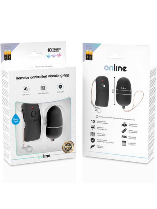 ONLINE - OEUF VIBRANT AVEC TÉLÉCOMMANDE NOIRE