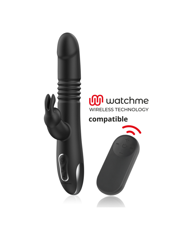 BLACK&SILVER - KENJI VIBROMASSEUR RABBIT UP & DOWN + TÉLÉCOMMANDE WATCHME