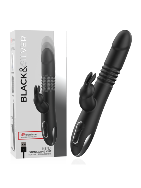 BLACK&SILVER - KENJI VIBROMASSEUR RABBIT UP & DOWN + TÉLÉCOMMANDE WATCHME