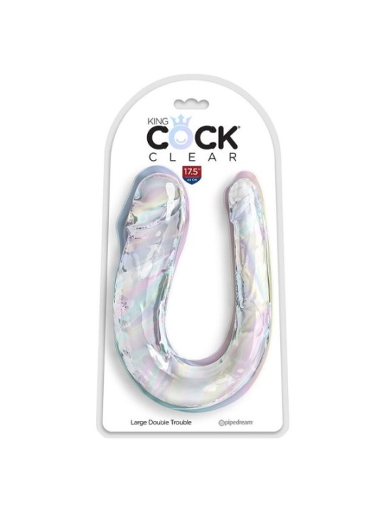 KING COCK - DOUBLE TROUBLE DOUBLE GODE 44 CM TRANSPARENT