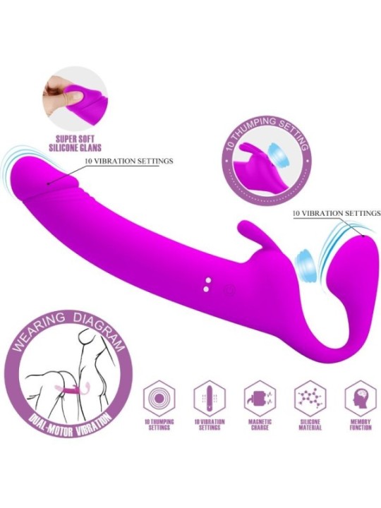 PRETTY LOVE - ZANINI STRAPLESS STRAP-ON 10 VIBRATIONS VIOLET