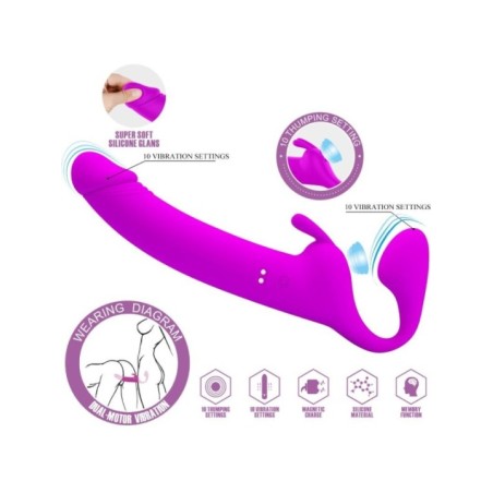 PRETTY LOVE - ZANINI STRAPLESS STRAP-ON 10 VIBRATIONS VIOLET