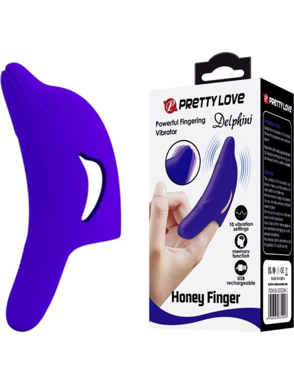 PRETTY LOVE - PUISSANT STIMULATEUR DE DOIGTS BLEU FONCÉ DELPHINI
