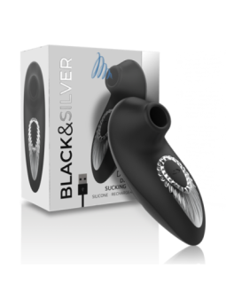 BLACK&SILVER - DRAKE DELUXE SUCKING VIBE RECHARGEABLE SILICONE NOIR