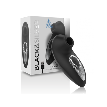 BLACK&SILVER - DRAKE DELUXE SUCKING VIBE RECHARGEABLE SILICONE NOIR