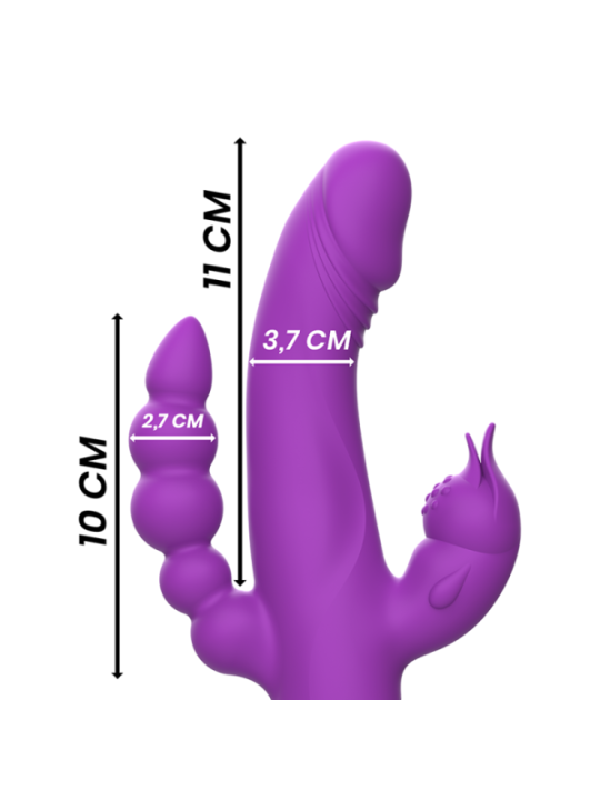 INTENSE - VIBRATEUR EN SILICONE CASANOVA RABBIT TRIPLE MOTEUR VIOLET