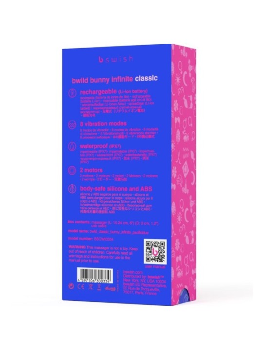 B SWISH - VIBRATEUR RECHARGEABLE CLASSIQUE BWILD BUNNY INFINITE SILICONE BLEU