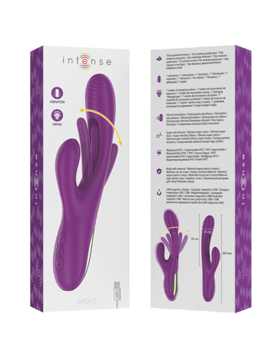 INTENSE - APOLO VIBRATEUR MULTIFONCTION RECHARGEABLE 7 VIBRATIONS AVEC LANGUE OSCILLANTE VIOLET