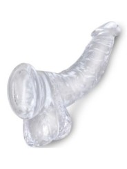 KING COCK - CLEAR PÉNIS COURBE RÉALISTE AVEC BOULES 16.5 CM TRANSPARENT
