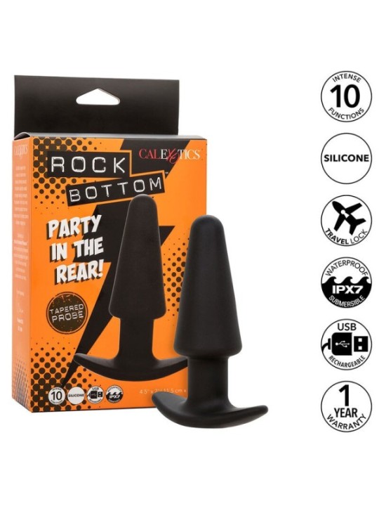CALEXOTICS - ROCK BOTTOM TAPERED ANAL PLUG 10 VIBRATIONS SILICONE NOIR