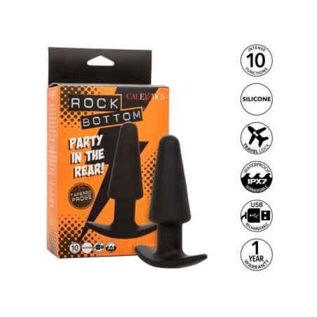 CALEXOTICS - ROCK BOTTOM TAPERED ANAL PLUG 10 VIBRATIONS SILICONE NOIR