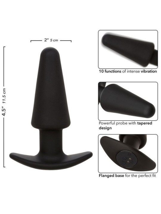 CALEXOTICS - ROCK BOTTOM TAPERED ANAL PLUG 10 VIBRATIONS SILICONE NOIR