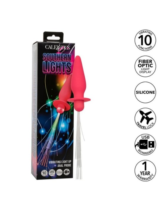 CALEXOTICS - SOUTHERN LIGHTS LIGHT UP PLUG ANAL 10 VIBRATIONS SILICONE ROSE