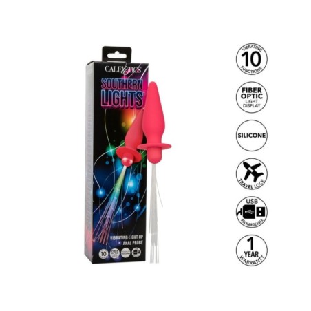 CALEXOTICS - SOUTHERN LIGHTS LIGHT UP PLUG ANAL 10 VIBRATIONS SILICONE ROSE