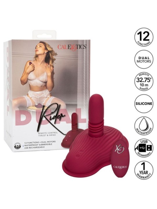 CALEXOTICS - RIDER MASSAGER DOUBLE MOTEUR TÉLÉCOMMANDE ROUGE
