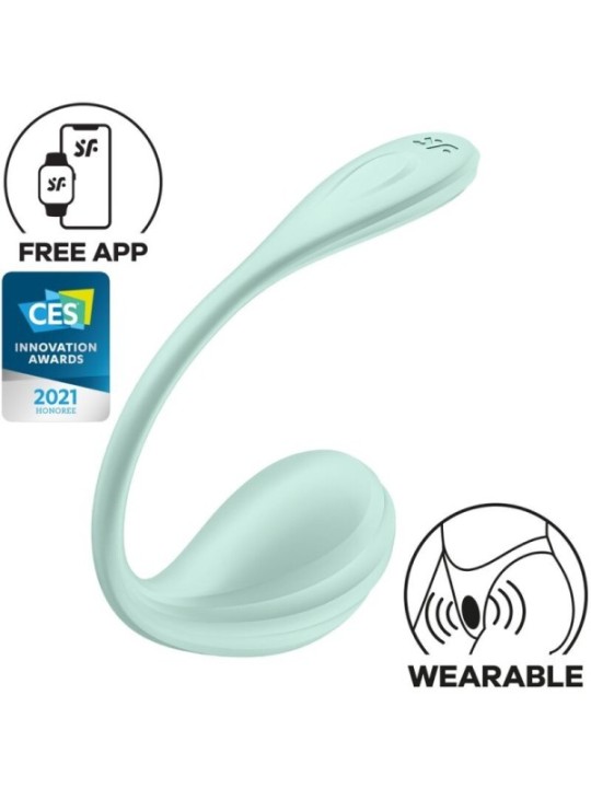 SATISFYER - APPLICATION GRATUITE STIMULATEUR DE POINT G PÉTALE LISSE VERT D'EAU