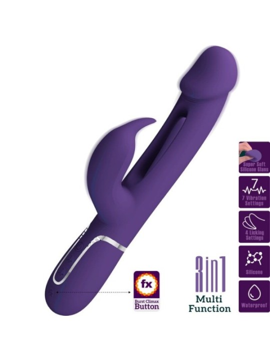 PRETTY LOVE - VIBRATEUR MULTIFONCTION 3 EN 1 KAMPAS RABBIT AVEC LANGUE VIOLET