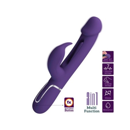 PRETTY LOVE - VIBRATEUR MULTIFONCTION 3 EN 1 KAMPAS RABBIT AVEC LANGUE VIOLET