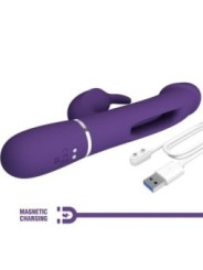 PRETTY LOVE - VIBRATEUR MULTIFONCTION 3 EN 1 KAMPAS RABBIT AVEC LANGUE VIOLET