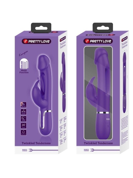 PRETTY LOVE - VIBRATEUR MULTIFONCTION 3 EN 1 KAMPAS RABBIT AVEC LANGUE VIOLET