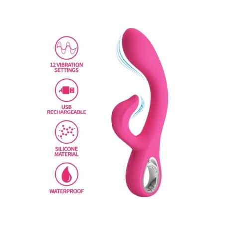 PRETTY LOVE - VIBRATEUR FRITZ RABBIT 12 VIBRATIONS ROSE