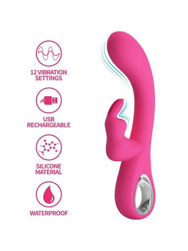 PRETTY LOVE - VIBRATEUR NOVAK RABBIT 12 VIBRATIONS ROSE