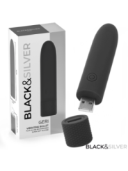 BLACK & SILVER - GERI BULLET VIBRANT RECHARGEABLE USB 8 VIBRATIONS NOIR 10 X 2,2 CM