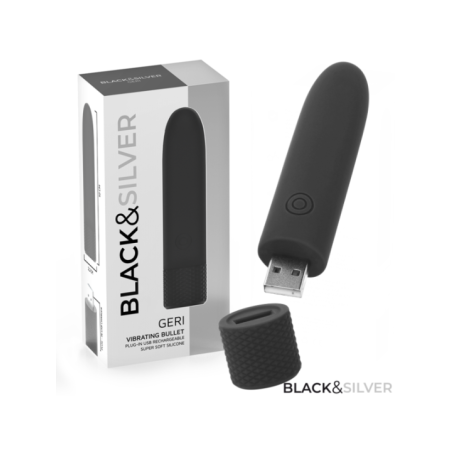 BLACK & SILVER - GERI BULLET VIBRANT RECHARGEABLE USB 8 VIBRATIONS NOIR 10 X 2,2 CM