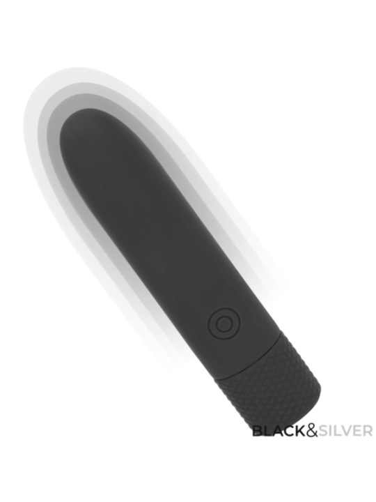 BLACK & SILVER - GERI BULLET VIBRANT RECHARGEABLE USB 8 VIBRATIONS NOIR 10 X 2,2 CM