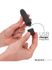 BLACK & SILVER - GERI BULLET VIBRANT RECHARGEABLE USB 8 VIBRATIONS NOIR 10 X 2,2 CM
