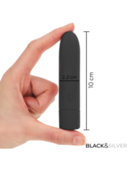 BLACK & SILVER - GERI BULLET VIBRANT RECHARGEABLE USB 8 VIBRATIONS NOIR 10 X 2,2 CM