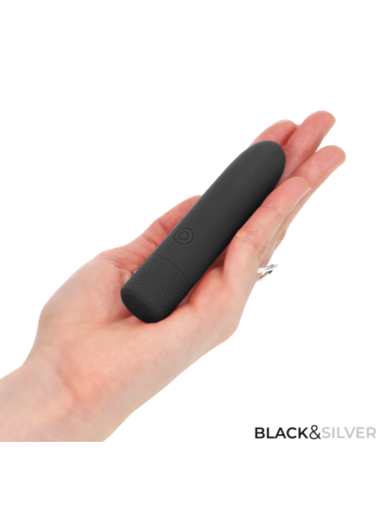 BLACK & SILVER - GERI BULLET VIBRANT RECHARGEABLE USB 8 VIBRATIONS NOIR 10 X 2,2 CM