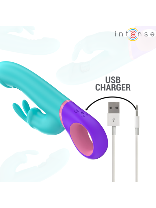 INTENSE - MONICA VIBRATEUR RABBIT AVEC STIMULATEUR DE POINT G ROTATIF BLEU