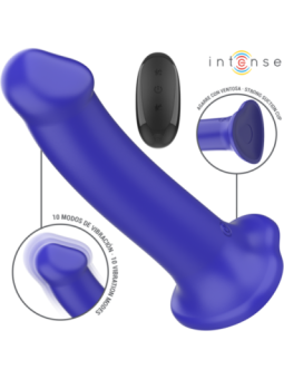 INTENSE - VICTORIA VIBRATEUR AVEC VENTOUSE 10 VIBRATIONS BLEU FONCÉ TÉLÉCOMMANDE