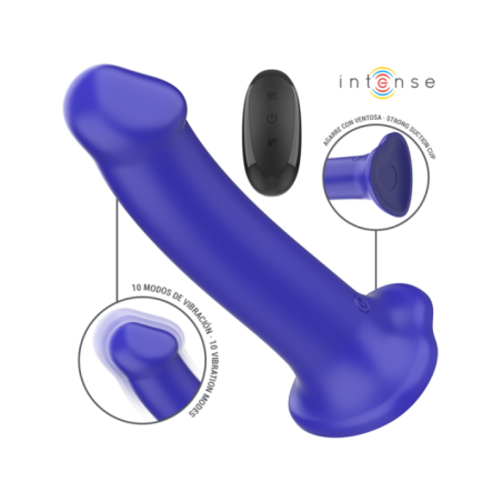 INTENSE - VICTORIA VIBRATEUR AVEC VENTOUSE 10 VIBRATIONS BLEU FONCÉ TÉLÉCOMMANDE