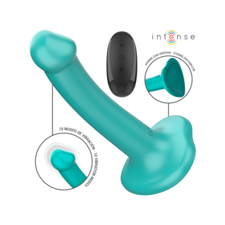 INTENSE - KATIE VIBRATEUR AVEC VENTOUSE 10 VIBRATIONS TÉLÉCOMMANDE BLEUE