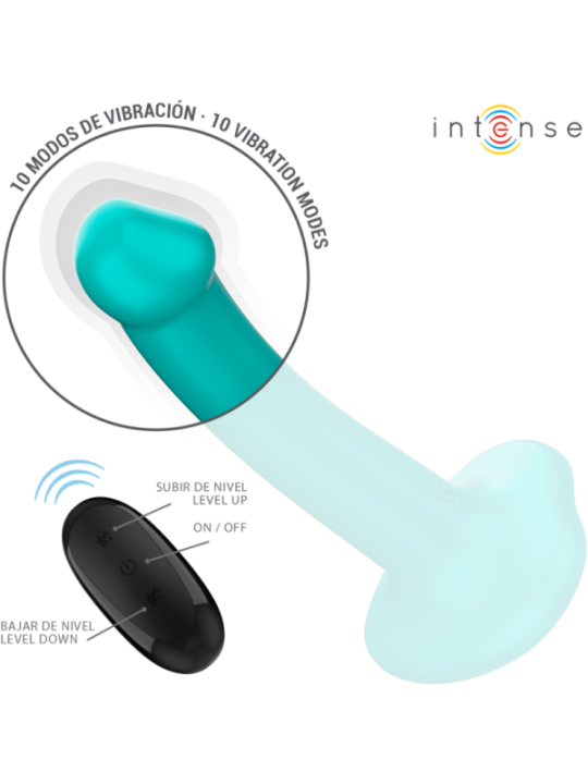 INTENSE - KATIE VIBRATEUR AVEC VENTOUSE 10 VIBRATIONS TÉLÉCOMMANDE BLEUE