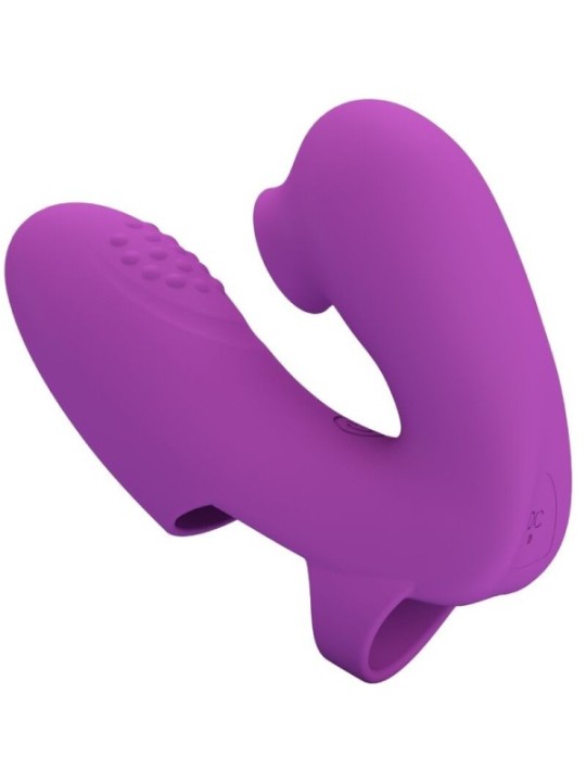 PRETTY LOVE - VIBRATEUR DE DOIGTS ATHENA AVEC STIMULATEUR DE CLITORIS VIOLET