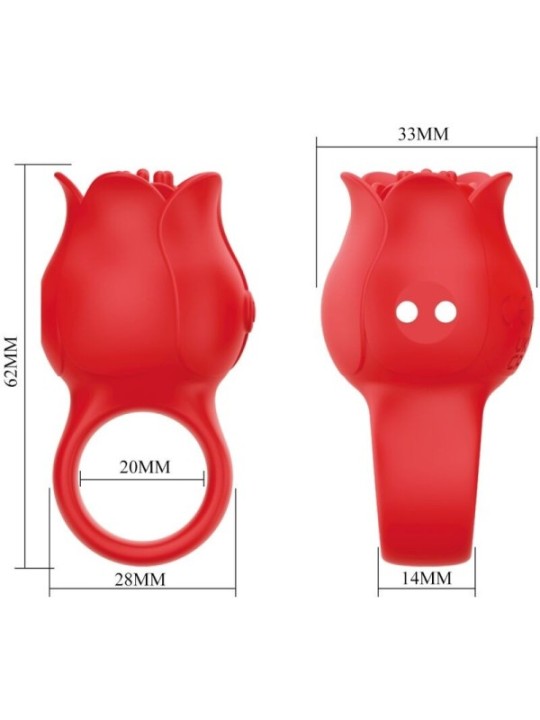PRETTY LOVE - VIBRATEUR DE DOIGT EN FORME DE JAE ROSE 10 VIBRATIONS ROUGE