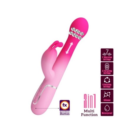 PRETTY LOVE - VIBRATEUR LAPIN MULTIFONCTION 3 EN 1 DEJON ROSE