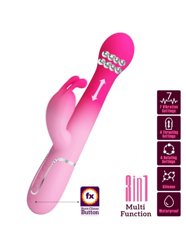PRETTY LOVE - VIBRATEUR LAPIN MULTIFONCTION 3 EN 1 DEJON ROSE