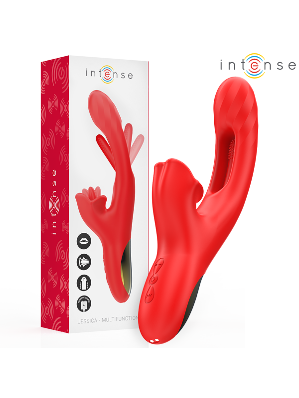 INTENSE - JESSICA VIBRATEUR MULTIFONCTION STIMULATION CLITORIS 24,8 CM ROUGE
