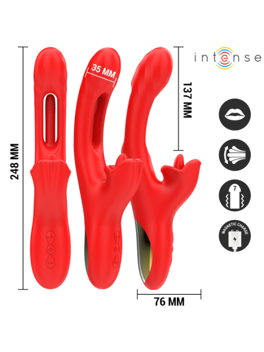INTENSE - JESSICA VIBRATEUR MULTIFONCTION STIMULATION CLITORIS 24,8 CM ROUGE