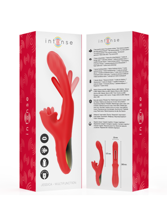 INTENSE - JESSICA VIBRATEUR MULTIFONCTION STIMULATION CLITORIS 24,8 CM ROUGE