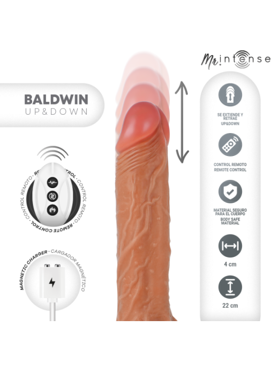 MR INTENSE - BALDWIN RÉALISTE MULTIFONCTIONNEL AVEC VIBRATION, TÉLÉCOMMANDE HAUT/BAS, 22 CM - OU - 4 CM