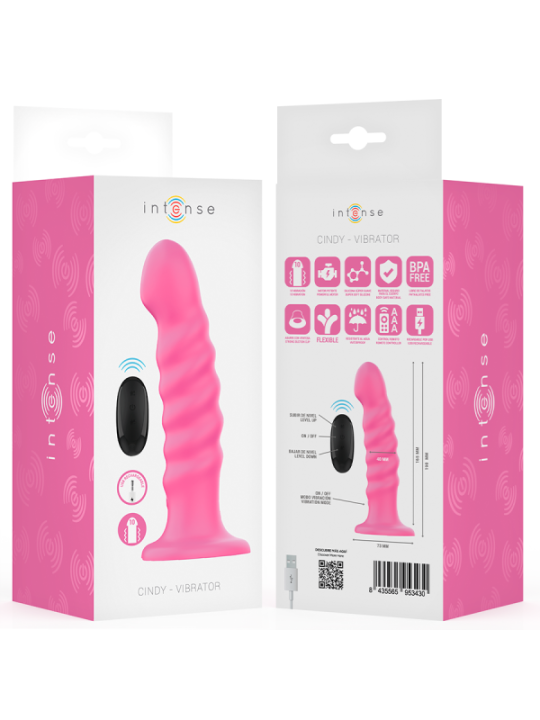 INTENSE - CINDY VIBRATEUR TAILLE L DESIGN SPIRALE 10 VIBRATIONS ROSE TÉLÉCOMMANDE