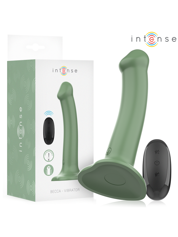 INTENSE - BECCA VIBRATEUR AVEC VENTOUSE 10 VIBRATIONS TÉLÉCOMMANDE VERTE