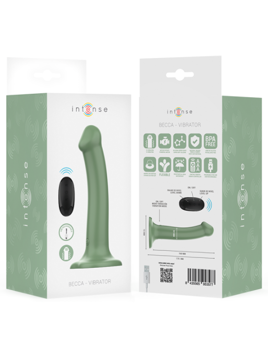 INTENSE - BECCA VIBRATEUR AVEC VENTOUSE 10 VIBRATIONS TÉLÉCOMMANDE VERTE