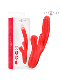 INTENSE - KAROL VIBRATEUR MULTIFONCTION POUSSÉE & STIMULATION & ONDES STIMULANTES ROUGE